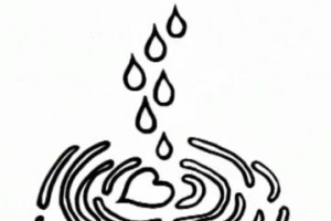 「希望杯」上的設計圖案，水中有顆心形圖案，代表珍惜食水實踐友愛。（圖：綠色和平） <br/>