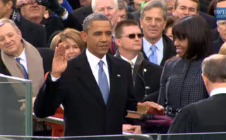 1月21日上午，美國總統奧巴馬第二任期就職典禮在華府國會山舉行。（圖：網絡） <br/>