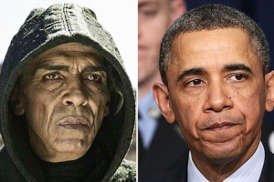 撒旦扮演者歐扎尼（左）和美國總統奧巴馬長相酷似。（圖：網絡） <br/>