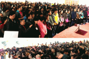遠牧師在莫斯科福音營帶領過百位中國留學生歸主，場面令人激動。（圖：遠牧師微博） <br/>