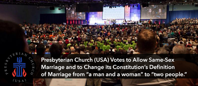 美國基督長老教會（Presbyterian Church (U.S.A.)）17日通過修改教會法規，正式認可同性伴侶的婚姻。（圖：pomomusings.com）