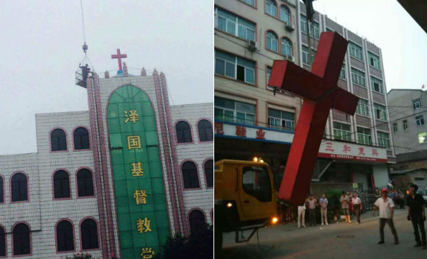 淅江省當局拆十字架行動已持續一年半，溫州、杭州教堂十字架已幾近完全消失。(圖：對華援助協會)