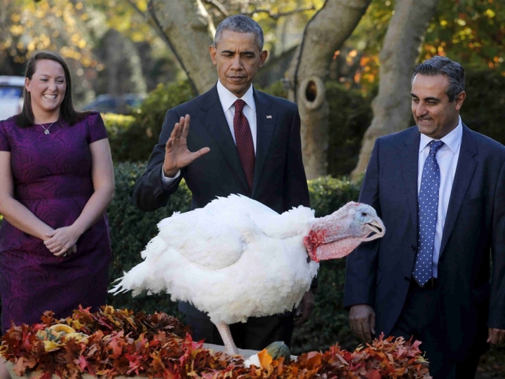 美國總統奧巴馬特赦火雞「安倍」，這是1940年代流傳下來的傳統。