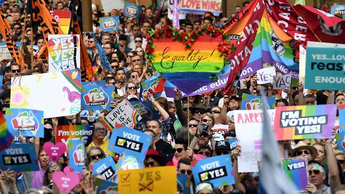 澳洲統計局今早公佈同性婚姻郵遞調查的結果，結果顯示澳洲人普遍支持同性婚姻。（圖：SBS News）