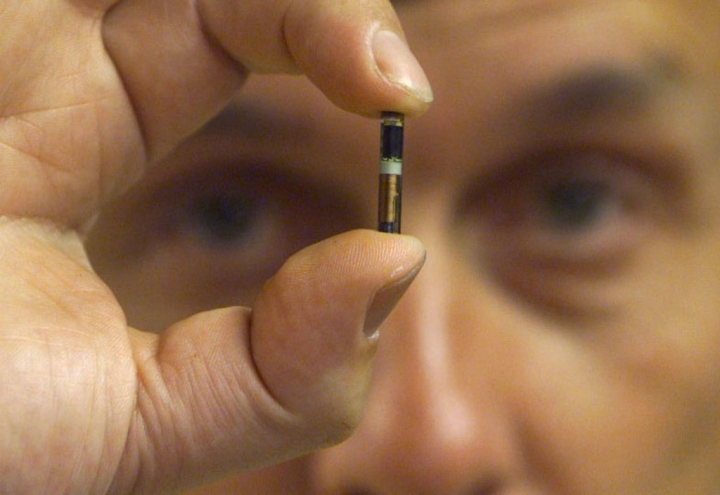 皮下付款晶片大小約12毫米。（圖：RUTERS/Russell Boyce）