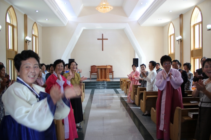 2014年9月14日，北韓平壤教會主日禮拜 （圖：Raymond Cunningham）