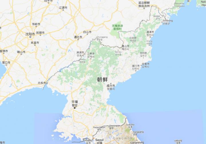 朝鮮地圖。（圖：google map）
