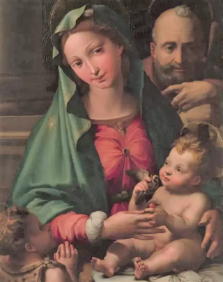 19世紀英國畫家米萊（John Everett Millais）《聖子耶穌與父母》。（圖：網絡圖片）