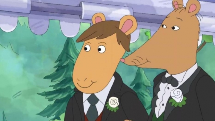 《亞瑟》（Arthur）卡通片中的同性婚禮。（圖：Fox News）