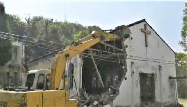 今年復活節期間浙江某家庭教会教堂被拆毁。（圖：China Aid）