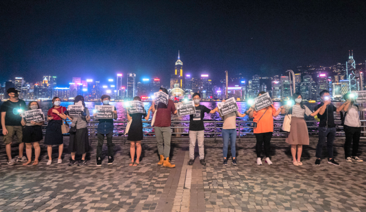 香港人築竹鏈和平表達訴求。（圖：網絡圖片）