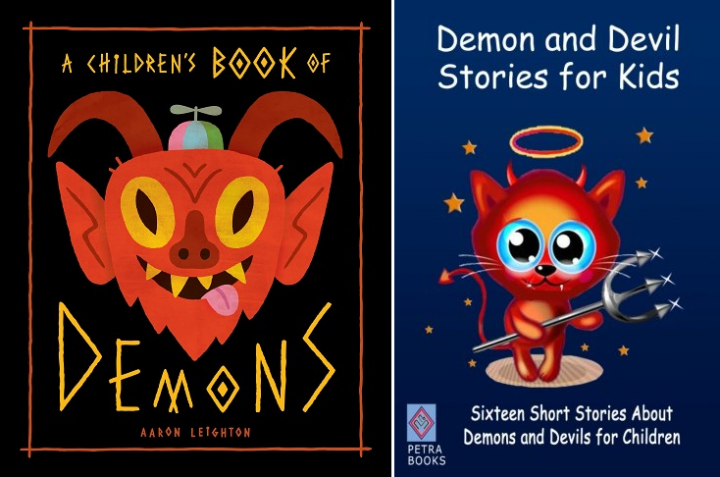 兩本在亞馬遜有售的關於鬼怪的兒童圖書封面看似單純幼稚，但內容卻教導兒童只要用顏色筆畫「符咒」召喚鬼魔，就有魔力顯靈替主人解決難題。有家長及網民批評該書迷惑兒童，引人進入邪靈世界。（圖：Amazon.com）