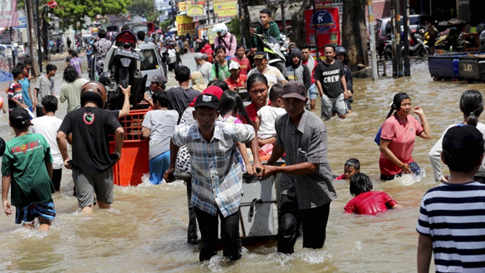 印尼爆發7年來最嚴重洪災。（圖：網絡圖片）