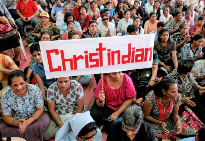 印度基督徒示威要求政府保護。（圖：AsiaNews） 