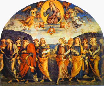 15世紀意大利文藝復興時期畫家彼得羅·佩魯吉諾 (Pietro Perugino) 的濕壁畫《全能的先知與女先知西比拉》。（圖：網絡圖片） 

 