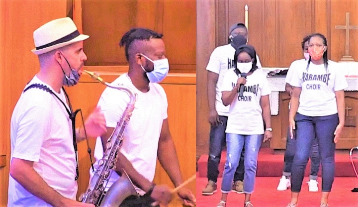 樂隊演出歌曲《Fanga Alafia》及科隆聯合教堂合唱團演唱。（圖：視頻擷圖） 