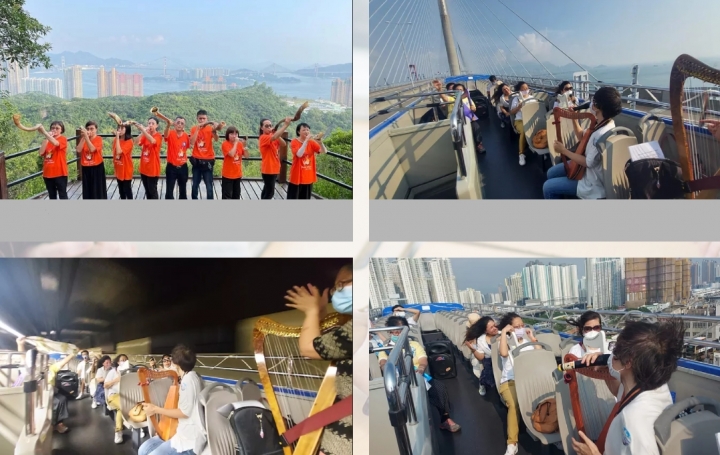 香港祈禱日組員於高山、空中、巴士巡遊禱告。（圖：新曙光事工網） 