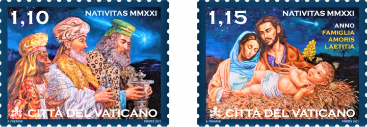 梵蒂岡聖誕節郵票。（圖：梵蒂岡新聞網） 