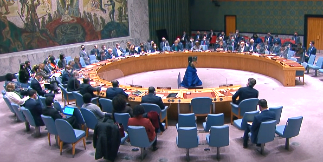 聯合國安理會討論烏俄局勢。（圖：視頻擷圖）