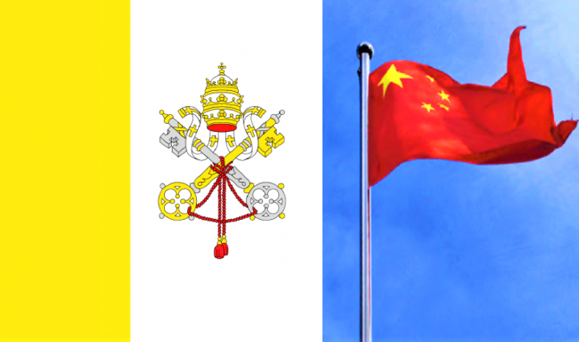 梵蒂岡與中國國旗。