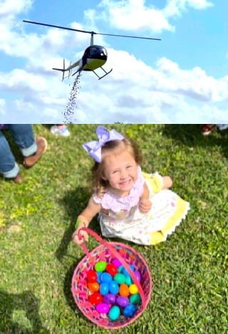 清湖浸信會教堂由復活節的周末，一連3天安排直升機空投3000多隻復活彩蛋給2至4歲的小孩。（圖：Clear Lake Baptist Church facebook）