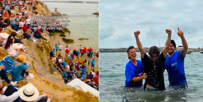 8,000多人在海盜灣參觀洗禮。（圖：Lindy Cofer／Ray Gene Wilson Instagram）