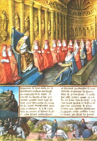 1245年第一次里昂公會議，羅馬皇帝腓特烈二世在里昂被逐出教會。（圖：維基百科）
