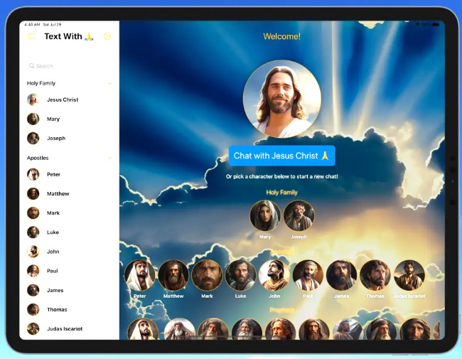 Text with Jesus應用程式模仿聖經人物及耶穌與人對談。（圖：Mac App Store Preview 擷圖）