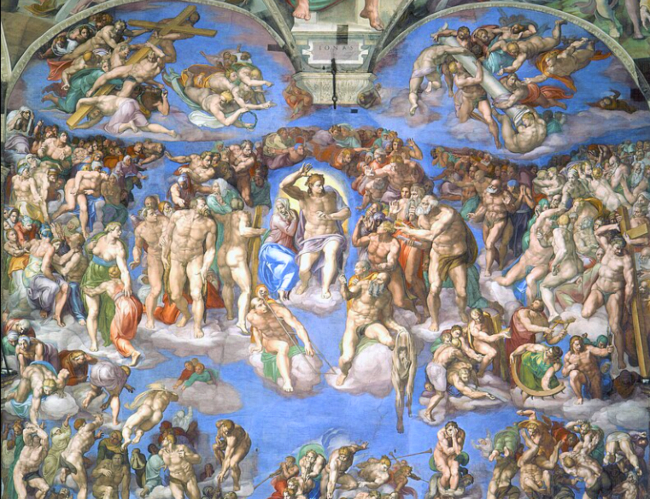 米開朗基羅的《最後的審判》壁畫，1534-1541年。（圖：維基百科）