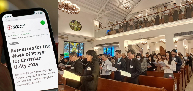 聖經應用程式安裝在智能手機／香港舉行基督徒合一祈禱週：教牧及同工聯合聖餐崇拜。（圖：普世教會協會網／基督日報）