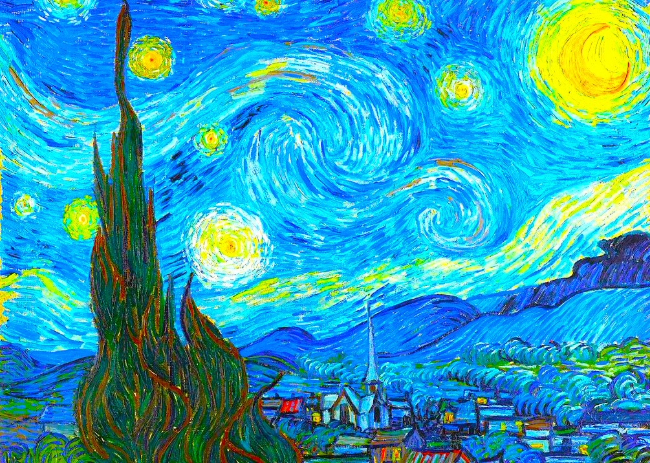 梵高著名油畫《星夜》。（圖：維基百科）