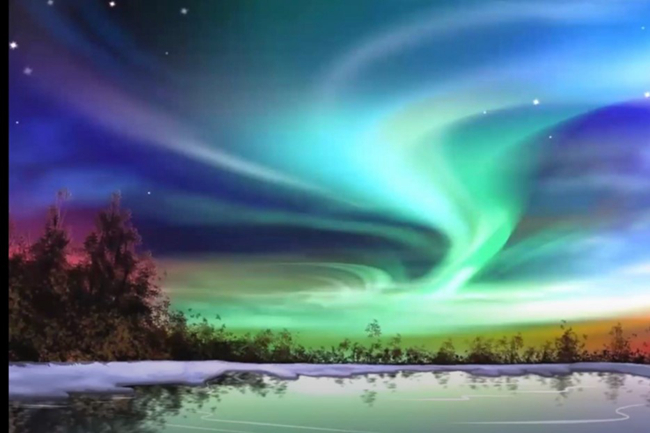 何建宗講解北極光，不同的波長出現不同的色譜。（圖：波阿斯學院環保宣教講座圖片）