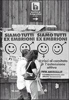 一對夫婦走過羅馬街頭，牆上的海報寫著「我們以前都是胚胎」。 <br/>