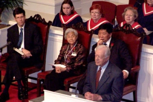 美國前總統吉米•卡特在中國教會聖經事工展於亞特蘭大的開幕典禮上致詞。（圖：The Christian Post） <br/>