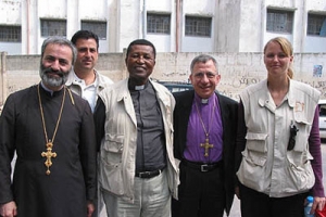 左起：修道院長Haddad、工作人員Fata，南非成員Kuse牧師，路德主教Younan以及瑞典成員Andersson。 <br/>